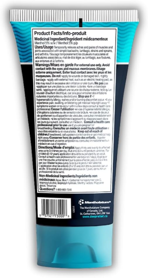 深度舒缓冰冻凝胶升级版 | 快速冷却缓解肌肉和关节疼痛 | 5% 薄荷醇配方 | 不油腻,快速吸收 | 加拿大制造 – 100 毫升