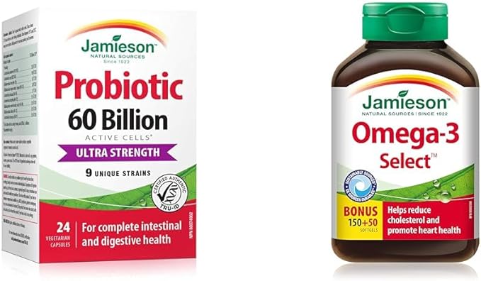 002 Jamieson 益生菌 600亿 24粒胶囊和Omega-3精选1000毫克