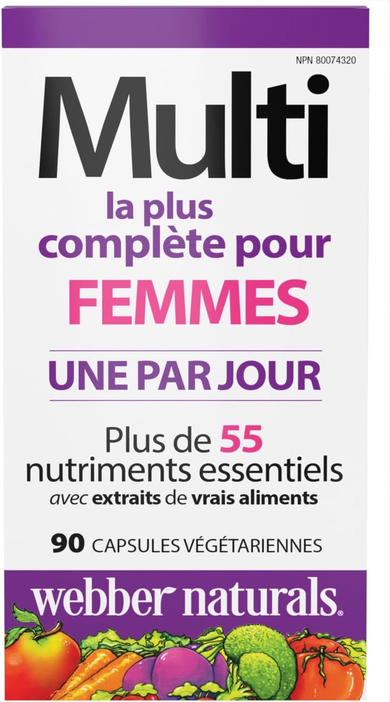 Webber Naturals Most Complete Multi For Women, 90 Capsules, One-Per-Day, Over 55 Vitamins, Minerals, and Whole Food Fruit and Vegetable Sources per Capsule, Vegetarian