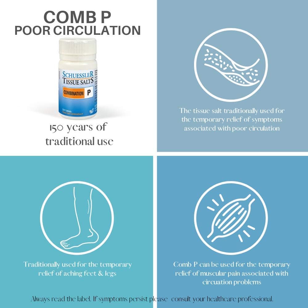 Martin & Pleasance - Schuessler 組織鹽 腿部和足部血液循環不良梳 P,6 X 125 片 - 緩解凍瘡、肌肉疼痛、足部疼痛和腿部疼痛