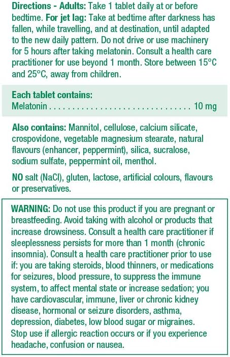 Jamieson 褪黑激素 5 毫克强效 - 巧克力薄荷味速溶片,100 片 & 褪黑激素 10 毫克强效 - 薄荷味速溶片,60 片(1 包)