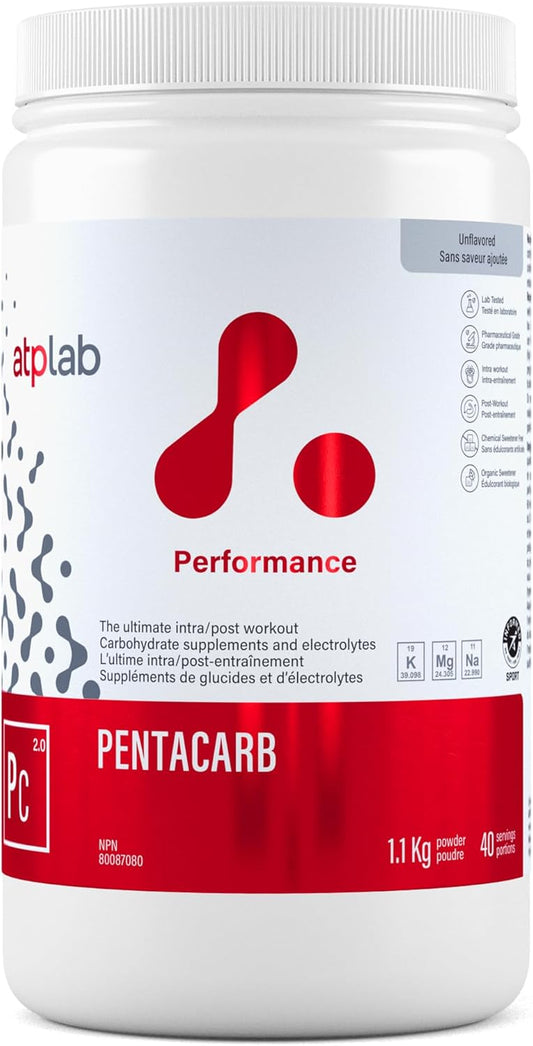 ATP LAB Pentacarb 1.1kg Unflavored Powder 40-Servings - Carbohydrate & Electrolyte - Supports Performance, Energy & Endurance - Ideal for Post-Workout Recovery - Easy Mix Formula for Active Lifestyles
