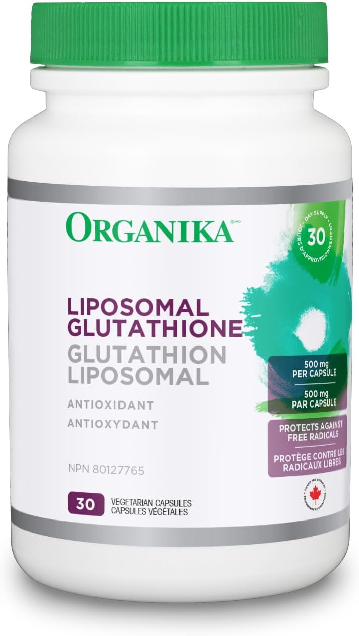 Organika 加拿大制造脂质体 L-谷胱甘肽 500 毫克 - 吸收率高,强效抗氧化,增强免疫力,帮助组织修复,排毒 - 30 粒胶囊,30 天用量