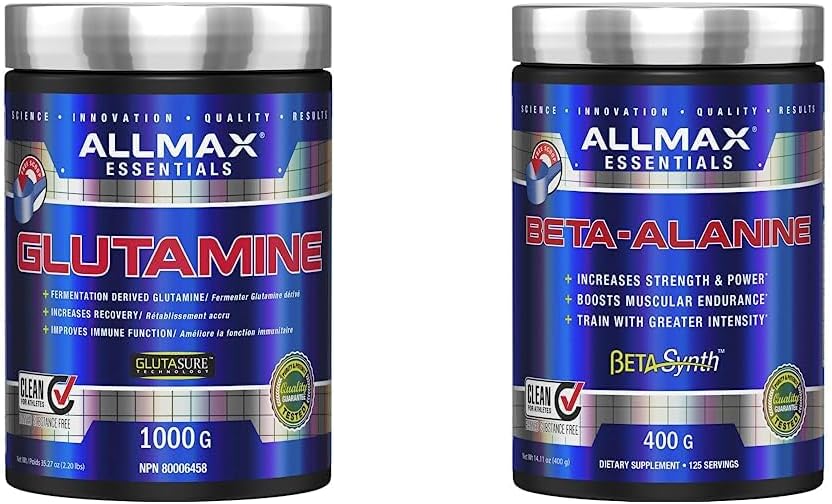 ALLMAX 谷氨酰胺 1000G | ALLMAX Nutrition 100% 纯正最大强度 + 吸收 β-丙氨酸 400G