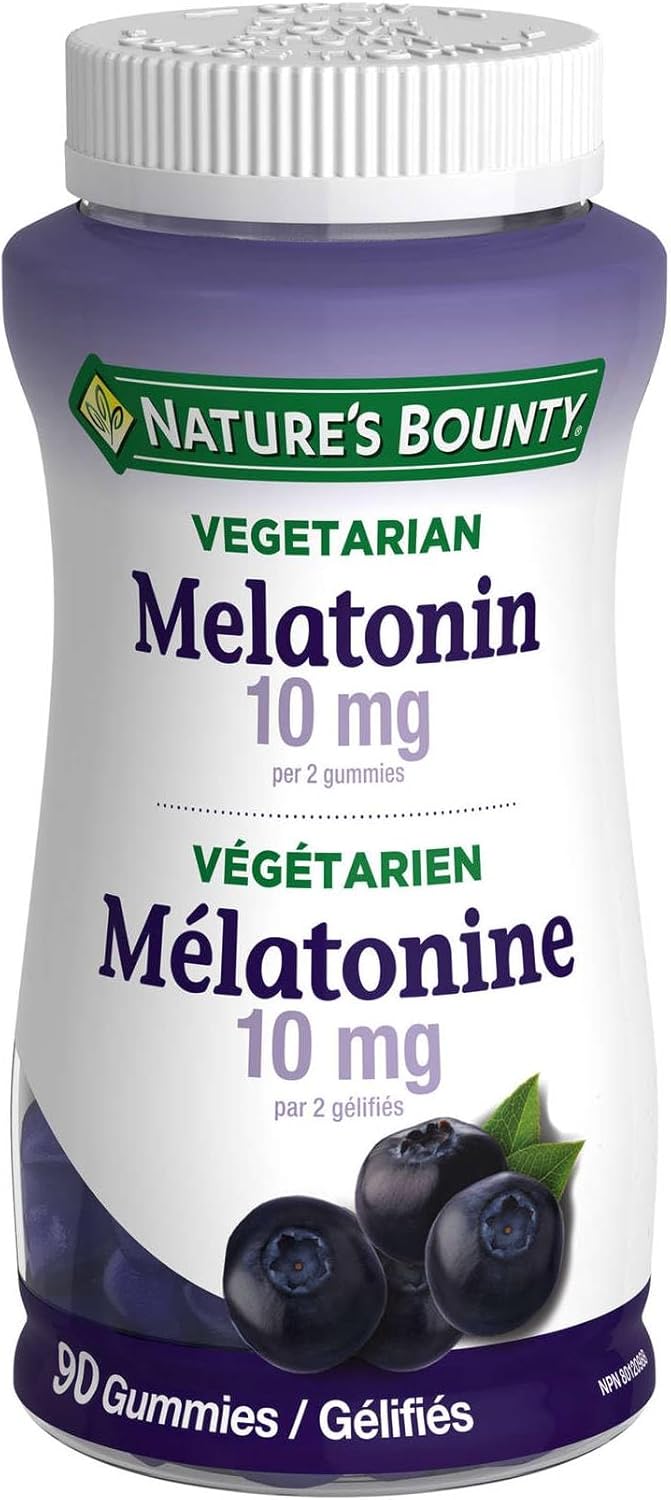 Nature's Bounty 褪黑激素 2.5 毫克 120 粒软糖有助于重置身体的睡眠-觉醒周期,减少时差影响,减少入睡时间,褪黑激素 10 毫克软糖,素食,90 粒