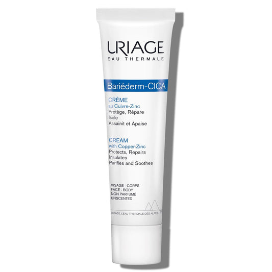 Uriage Bariéderm-CICA 铜锌修复霜 - 多用途修复霜,适用于痕迹、脆弱和受刺激的皮肤 - 适合全家人使用的面部和身体保湿霜 - 40ml