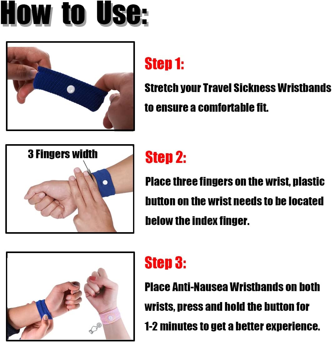 12 Pcs Travel Sickness Bands with Storage Box, Motion Anti Nausea Sickness Relief Wristbands Acupressure Wrist Bands for Adults Kids Children Sea Car Flying Pregnancy