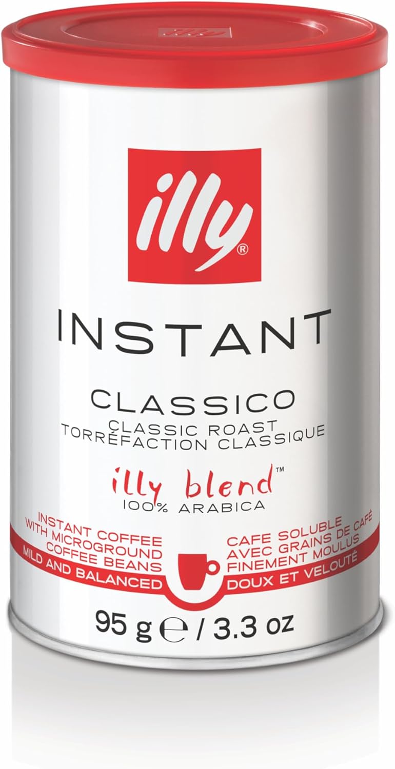 illy 速溶咖啡 - 100% 阿拉比卡咖啡 - 经典中度烘焙 - 焦糖、橙花和茉莉花香 - 易于冲泡 - 方便速溶咖啡 - 意大利烘焙 - 95.00 克(1 包)