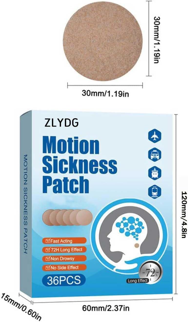 Motion Sickness Patches, 36-Pack, Anti-Nausea for Sea Travel, Fast Acting