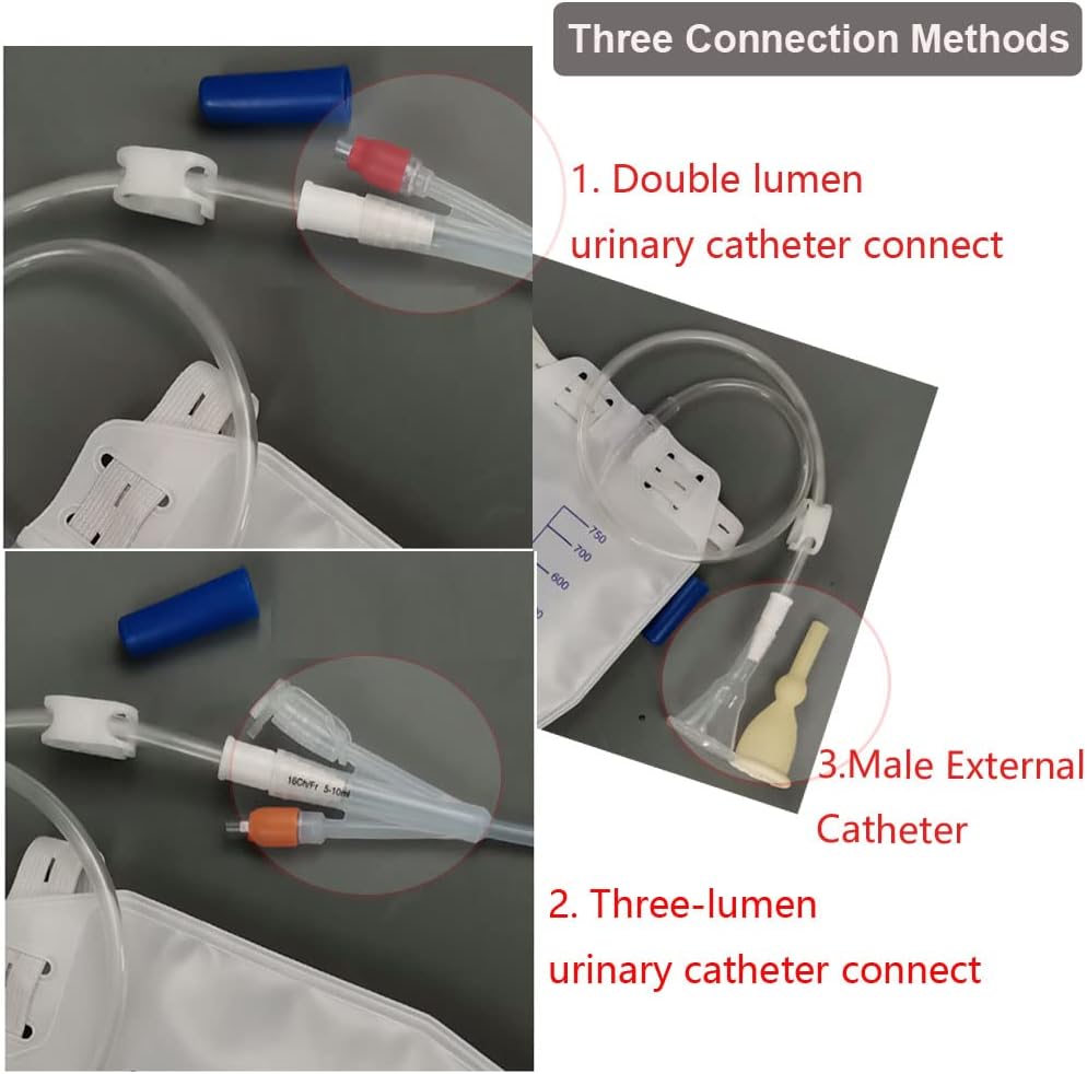 帶防反流室的尿液引流袋,750 毫升/25 盎司 25 英寸引流管,豪華織物腿袋(4 個裝)