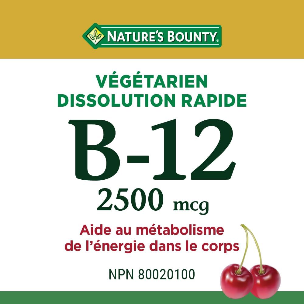 Nature's Bounty 維生素 B12 補充劑,支持能量代謝,2500 微克,50 片微片