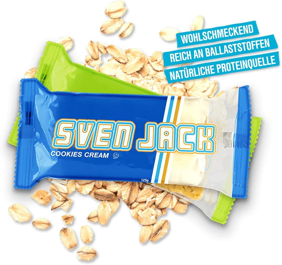 SvenJack Vegan Oat Bar Strawberry - 24 × 125g - High‑Fibre, Low‑Sugar, Gluten‑Free Oatmeal Energy Snack with Strawberries