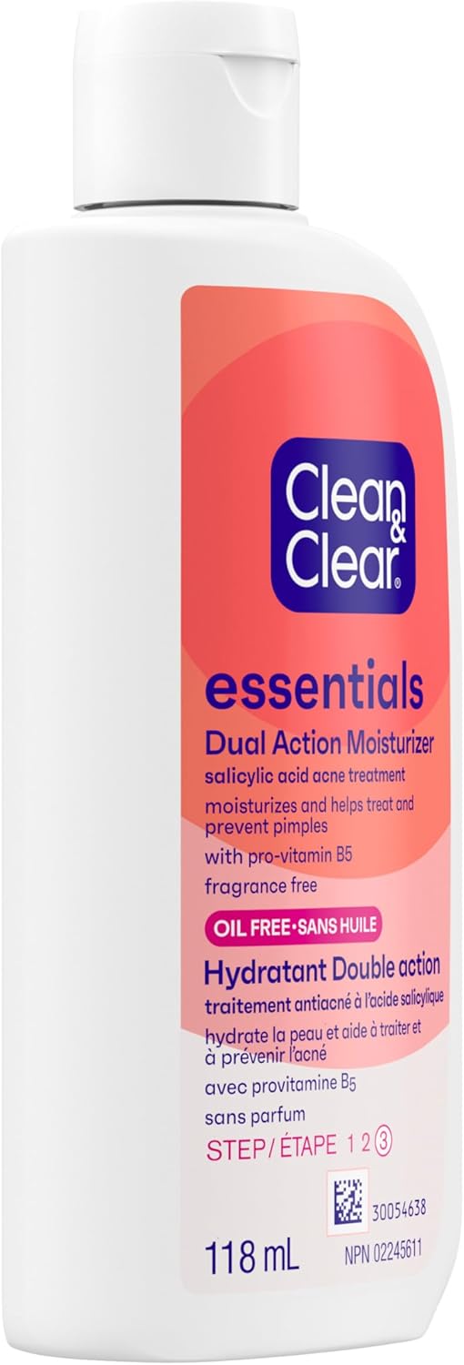 Clean & Clear Face Moisturizer With Salicylic Acid Acne Medication, Oil-Free, 118 mL