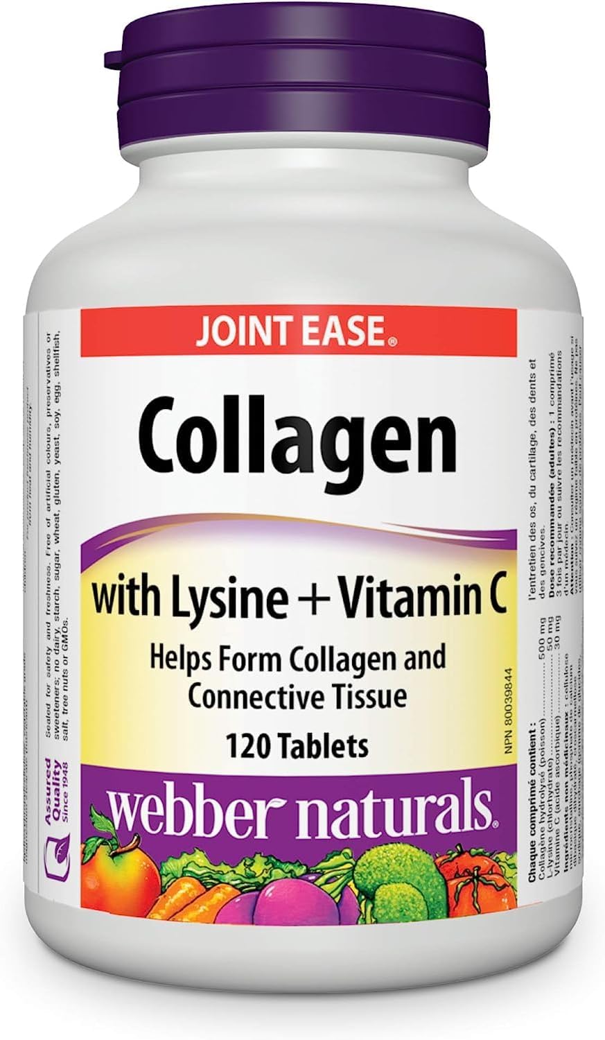 Webber Naturals 葡萄糖胺軟骨素,雙倍強度,144 粒膠囊,有助於緩解骨關節炎引起的關節疼痛;含賴氨酸和維生素 C 的膠原蛋白,120 片,有助於支撐關節