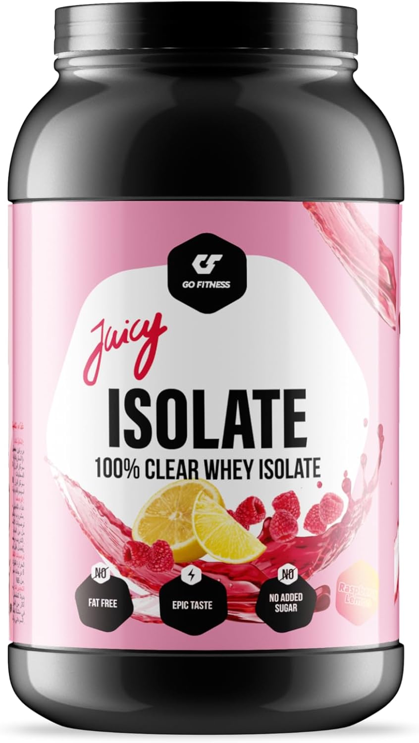 GoFitness Nutrition 100% Clear Juicy Whey Isolate Protein Powder 900g – Refreshing Raspberry Lemon Flavor – Fast Absorption, Muscle Recovery, Low Sugar Fitness Supplement