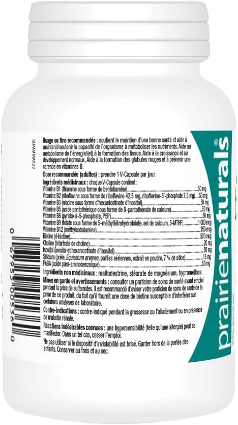 Prairie Naturals Activated B-Force - 60 Count. Full-Spectrum B Complex for maximum absorption. Metabolically-Active B6, B12, MTHF, Helps in energy metabolism, tissue formation & development, support normal red blood cell…
