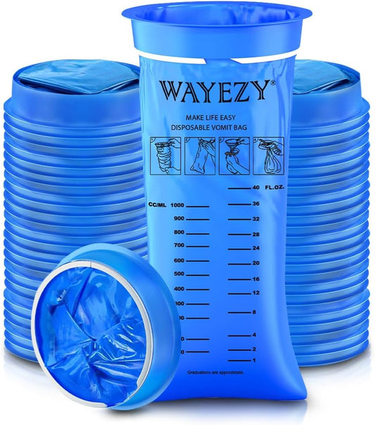WAYEZY 嘔吐袋 - 一次性包裝,25 個,每個 1000 毫升 - 適用於噁心、旅行和暈動病的嘔吐袋