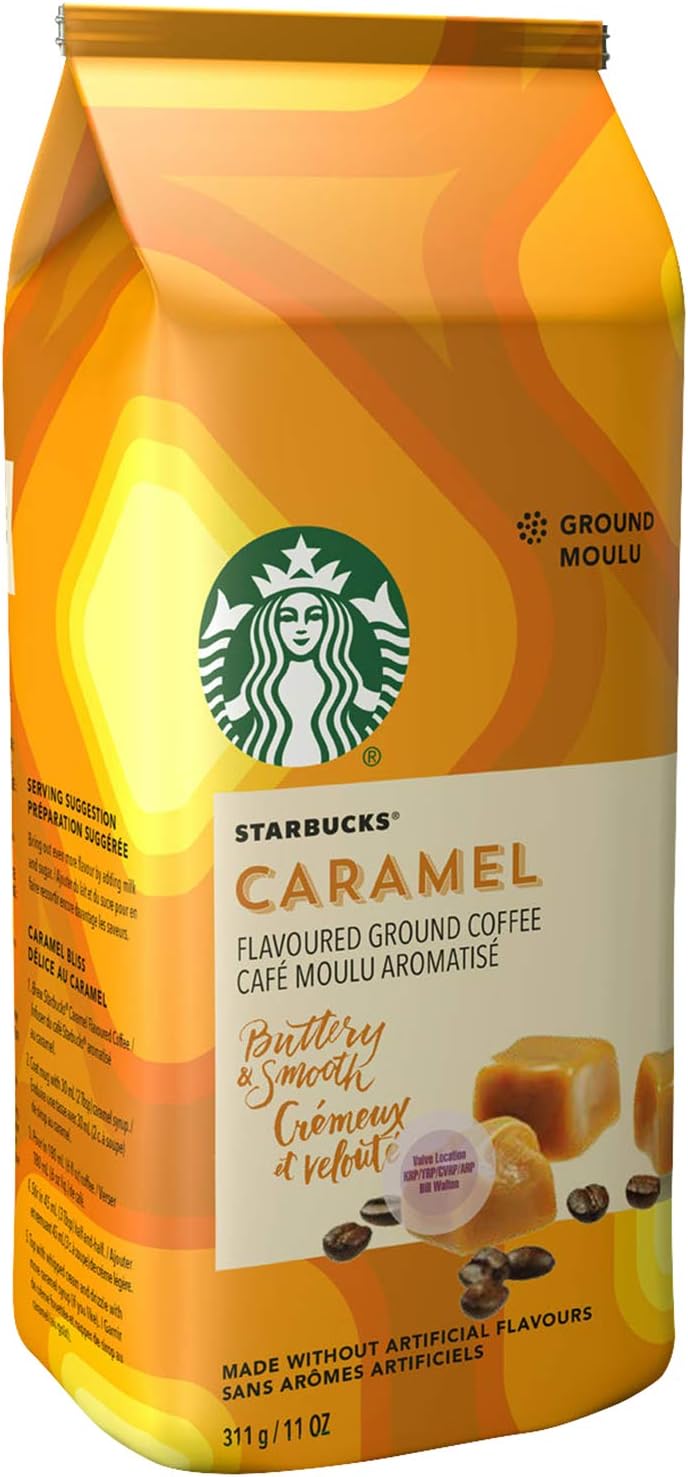 星巴克焦糖味和派克市場中度烘焙研磨咖啡,100% 阿拉比卡咖啡豆 - 6 x 340 克包(2040 克)