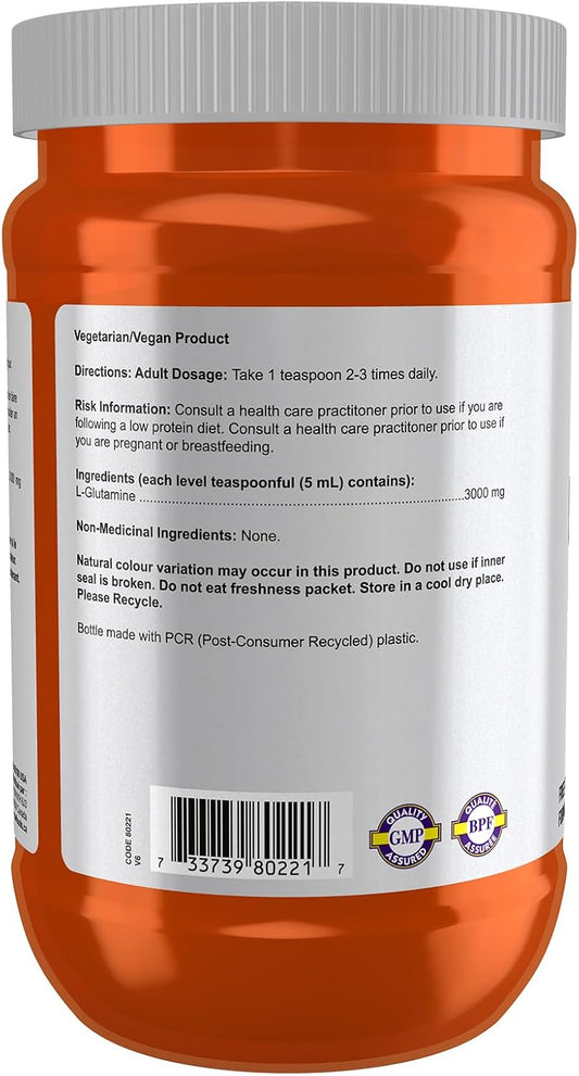 NOW Sports, L-Glutamine Pure Powder, Nitrogen Transporter*, Amino Acid, 454g