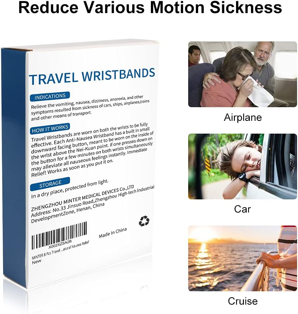 MT Healthy Minter 8 件套旅行晕车腕带,海上晕车腕带,露营/游轮/飞机旅行必备品