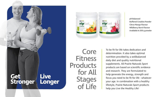 Prairie Naturals Zip Fuel pH 平衡肌酸能量飲料 - 野生漿果味 - 300 克