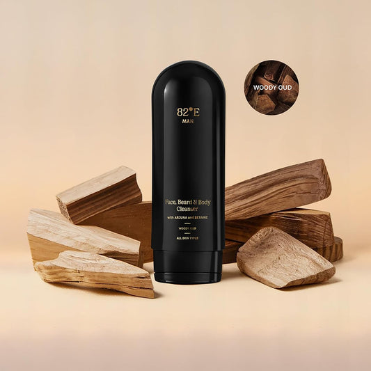 82E 面部胡须和身体清洁剂 - 木质沉香清洁剂男士 6.7 盎司
