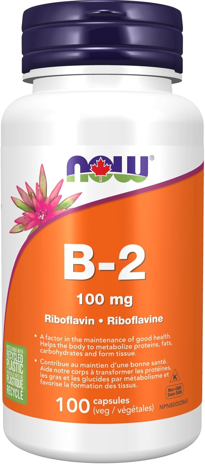 NOW Supplements, 维生素 B-2(核黄素)100 毫克,能量生成,100 粒素食胶囊