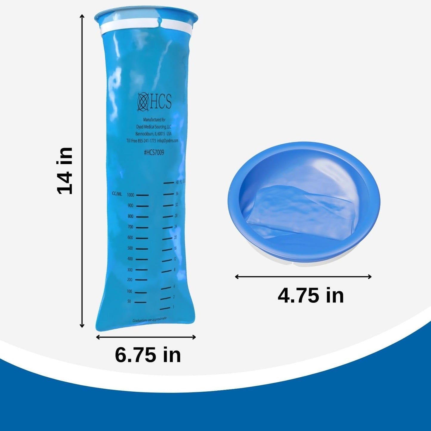 HCS 一次性呕吐袋 | 144 个蓝色医用级呕吐袋 | 40 液体盎司,带易闭合环 | 呕吐袋 一次性用于晕车、出租车、居家、旅行 | 便携式呕吐袋,防漏