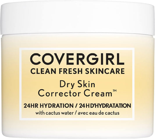 CoverGirl - Clean Fresh Skincare Dry Skin Corrector Cream, Formulated with Cactus Water, Hyaluronic Acid, Jojoba & Shea Butter for 24HR Deep Hydration, Non-greasy, 100% Vegan & Cruelty-Free