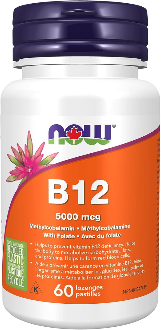 NOW Supplements, 甲基 B-12(甲钴胺)5,000 微克,神经系统健康,60 粒锭剂