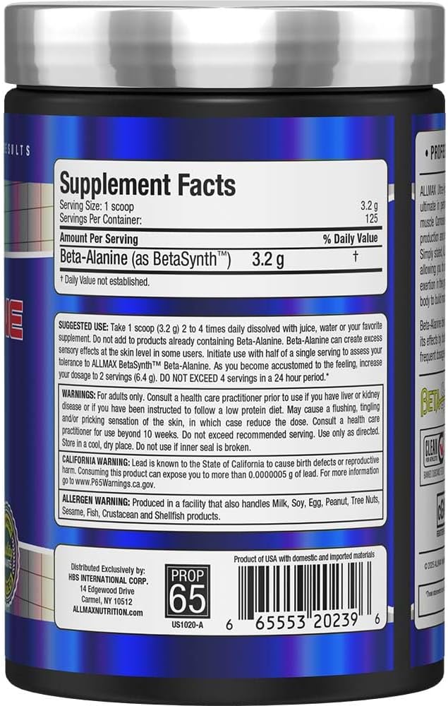 ALLMAX Nutrition - 100% 纯正强效 + 吸收 - β-丙氨酸 - 400 克