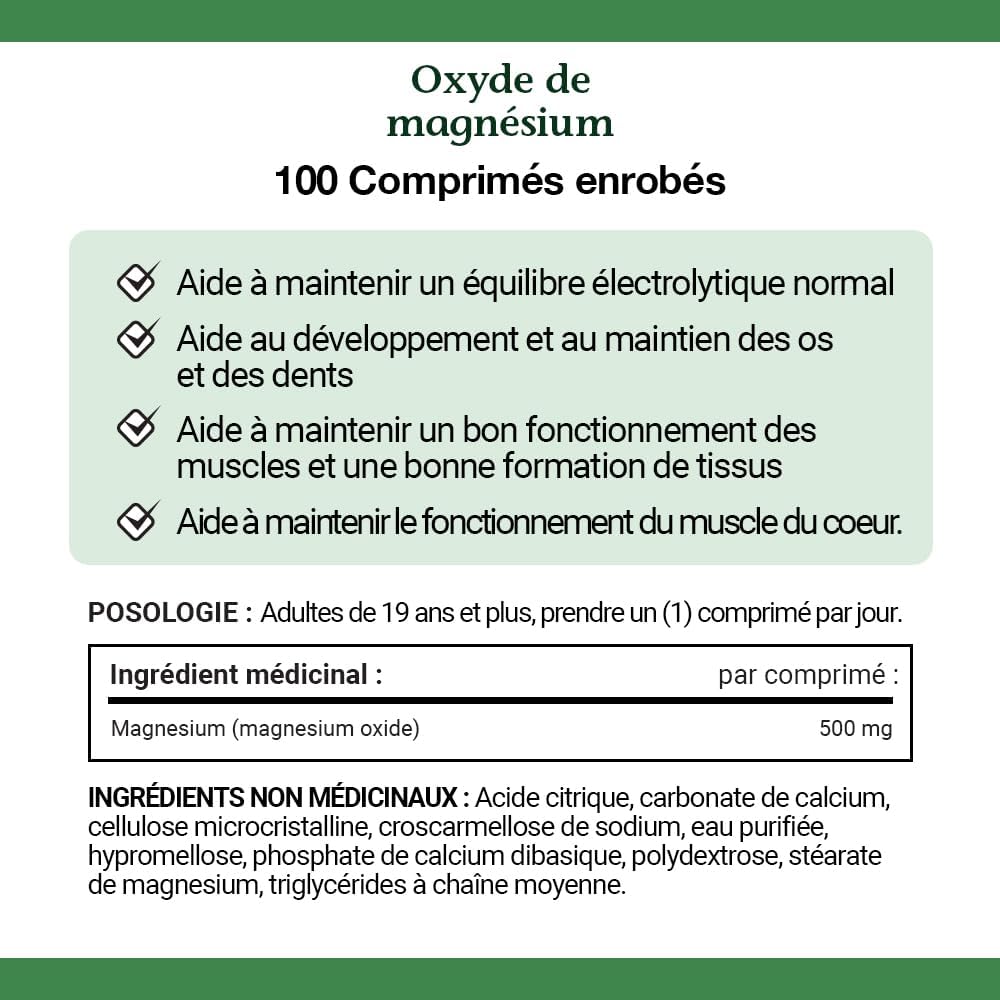 Nature's Bounty 氧化鎂 500 毫克片劑,有助於維持正常的肌肉功能,100 片