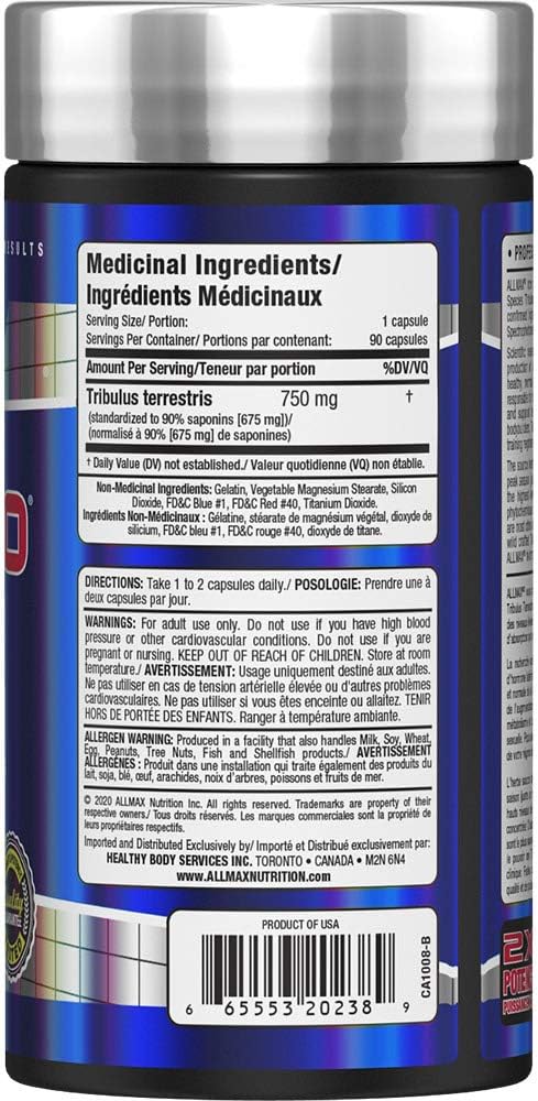 ALLMAX Nutrition Tribx90 100% 纯蒺藜,90 粒