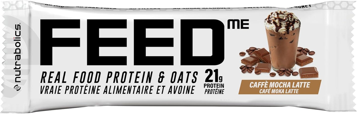 Nutrabolics Feed Bar, Café Mocha Latte , Real Food Protein Bar, 12 Bars