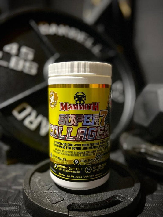 Mammoth Super 7 膠原蛋白,10g,草飼牛和海洋來源的 I 型和 III 型膠原蛋白,關節健康,免疫支持,抗氧化劑,輔酶 Q10,30 份,無味
