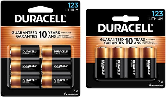 金霸王 123 3V 鋰電池(6 節 + 4 顆)| CR123A 3 伏特高功率鋰電池,適用於居家安全、保全設備和高強度手電筒