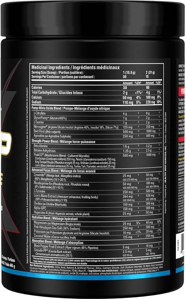 ALLMAX Nutrition Impact Pump Xtreme,蓝莓味 - 465 克 - 无刺激性锻炼前配方 - 支持泵血、耐力和补水 - 最多 30 份