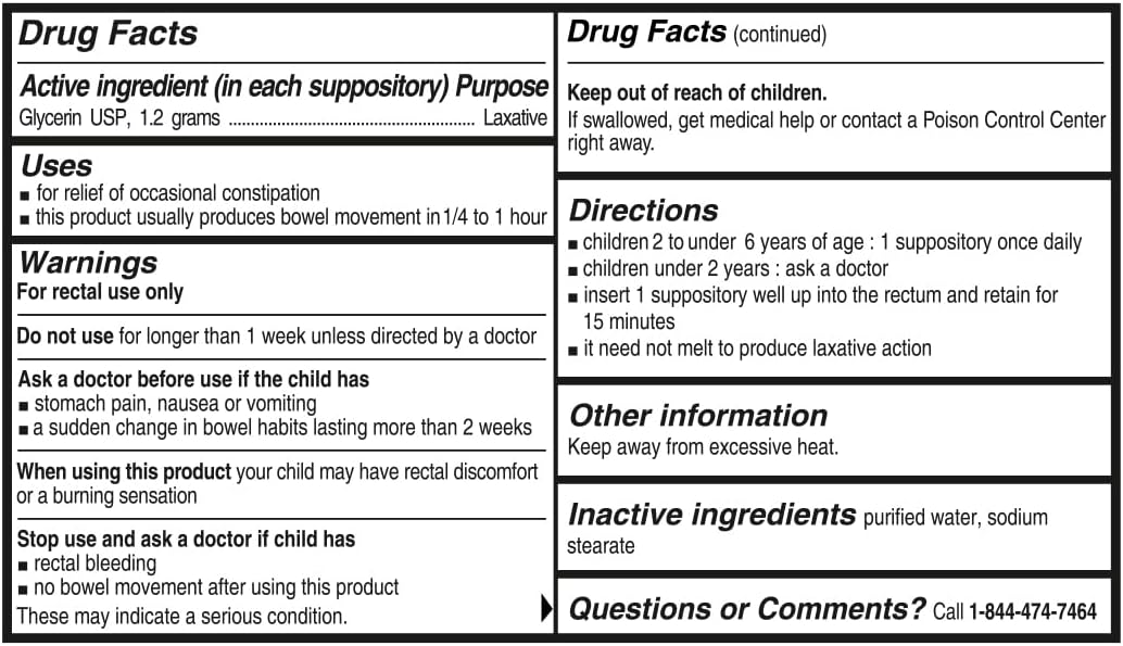 Rising Health - Fast Relief Medicated Laxative Suppositories for Kids - Rectal Use Only, Children's Glycerin 1.2 g - Gentle & Quick Constipation Relief (25 Count, 25, Count)