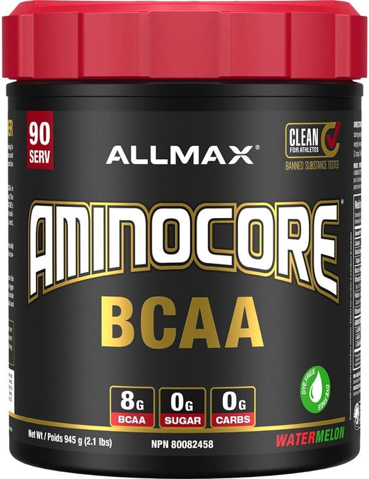 ALLMAX Nutrition Aminocore Watermelon -8g Bcaas, 100 Percent Pure Branch Chained Amino Acids-Gluten Free, 945 gram, pink