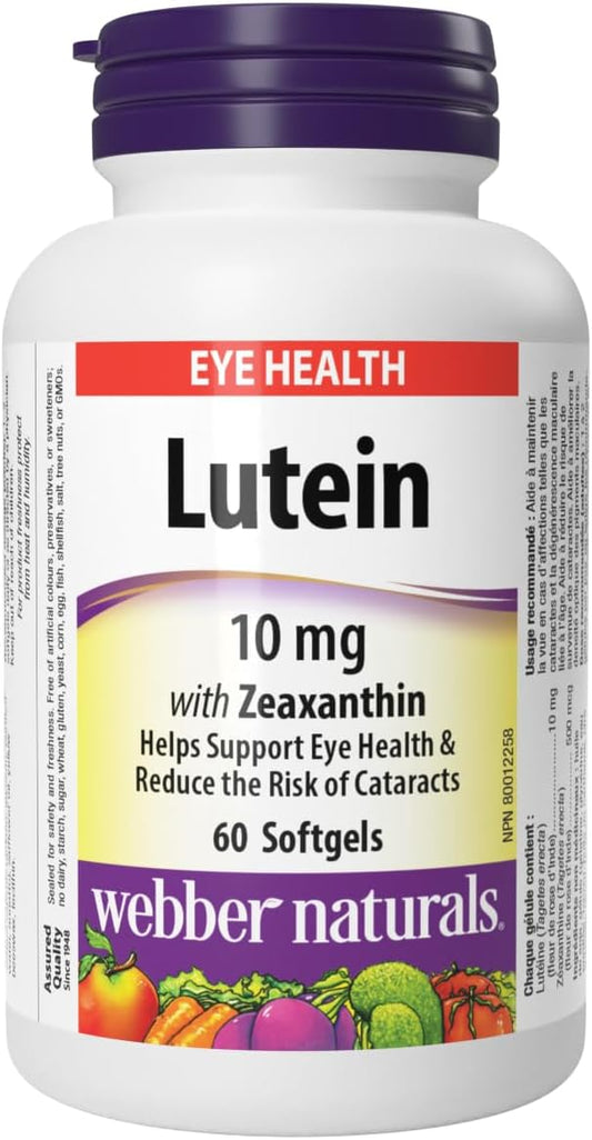 Webber Naturals 叶黄素 10 毫克,含玉米黄质,60 粒软胶囊,支持眼部健康