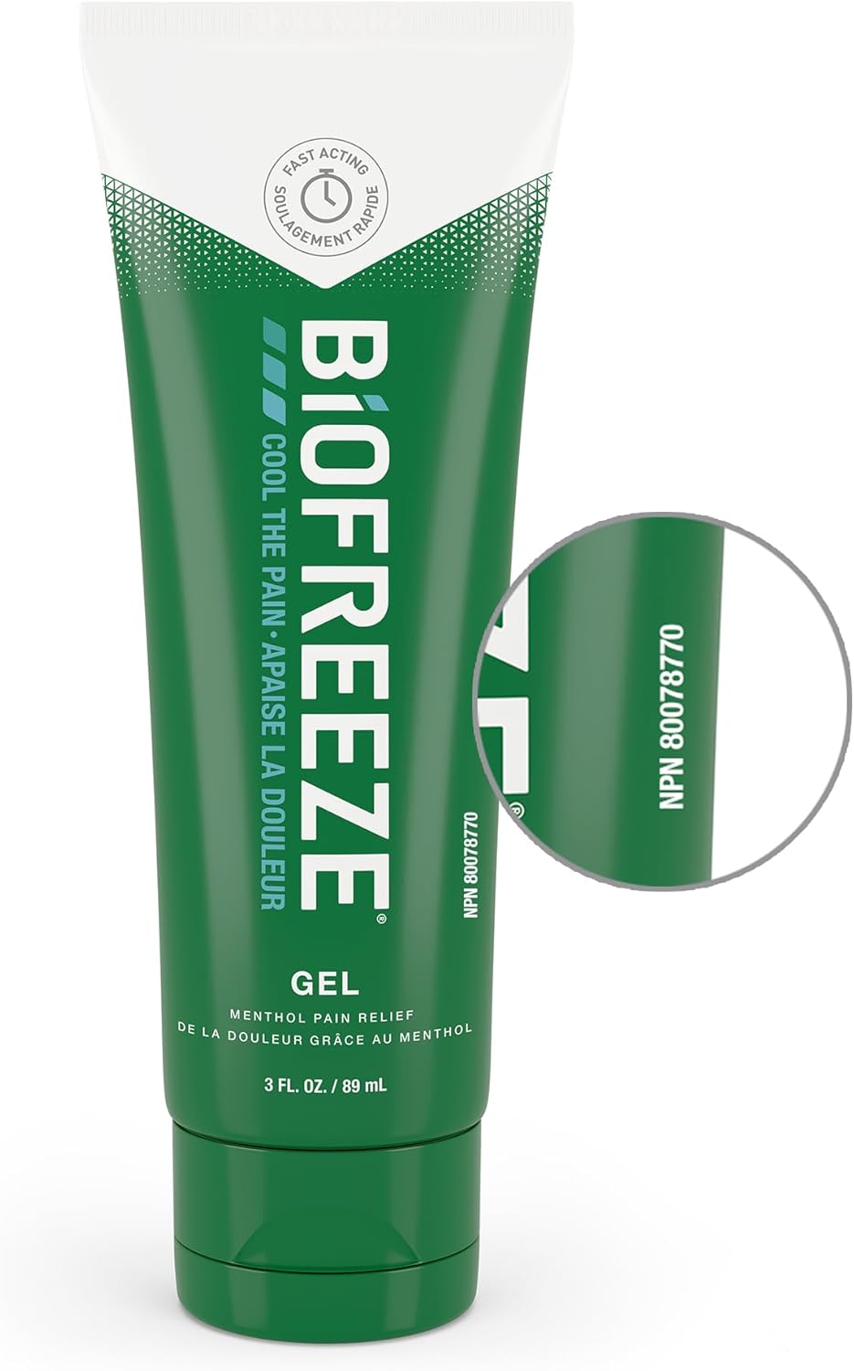 Biofreeze 凝胶,渗透性镇痛,缓解肌肉酸痛、关节炎、背痛和关节疼痛,快速起效,持久有效,清凉薄荷醇配方,精准涂抹,89 毫升
