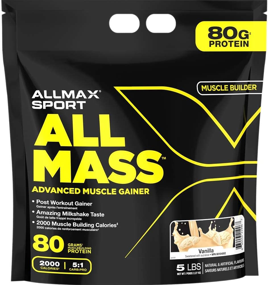ALLMAX Nutrition Allmax - all Mass Advanced Muscle Gainer - 香草味 - 5 磅 - 2000 卡路里 - 零反式脂肪 5 磅香草味
