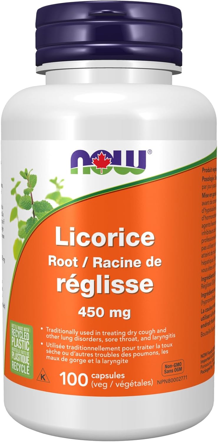 NOW Supplements 甘草根 450 毫克膠囊,100 粒