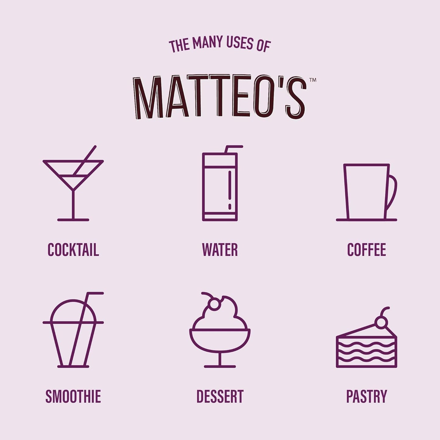 Matteo 的无糖鸡尾酒混合料 - 多种包装 - 零糖调酒师灵感鸡尾酒 - 饮料调味糖浆 - 调味糖浆 - 派对的理想选择 - 不含酒精 - 25.4 盎司,4 包