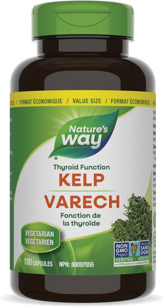 Nature’s Way 海带 - 海带碘补充剂,支持甲状腺功能 - 非转基因 - 180 粒素食胶囊,超值装