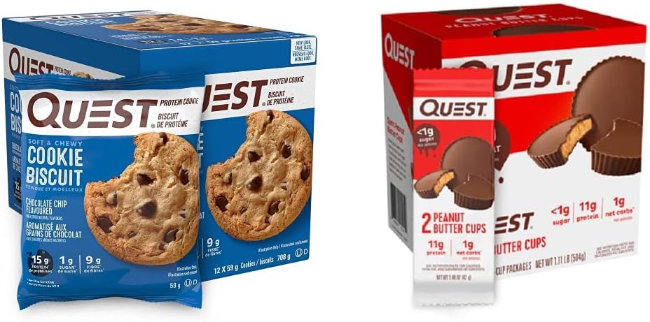 Quest Nutrition Chocolate Chip Protein Cookies (12ct) + Quest Nutrition Peanut Butter Cups (12ct)