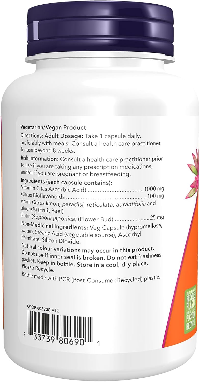NOW Supplements,维生素 C-1,000,含 100 毫克生物类黄酮,抗氧化保护,100 粒素食胶囊