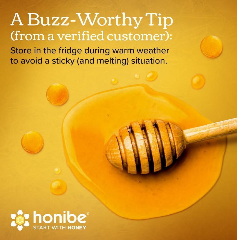 Honibe Honey Drops | 100% Pure Honey | Solid Honey Sweetener | Soothes Sore Throat | Pack of 12, 20 Drops per Pack (240 Drops)