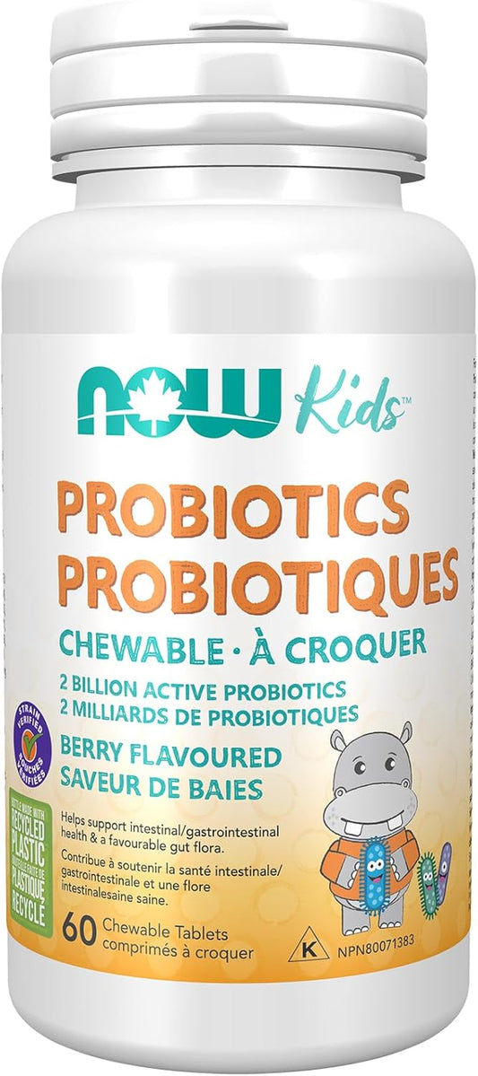 NOW Supplements,兒童益生菌(原名 BerryDophilus™),含 20 億益生菌,10 種益生菌菌株,木糖醇甜味劑,菌株驗證,咀嚼片,60 片