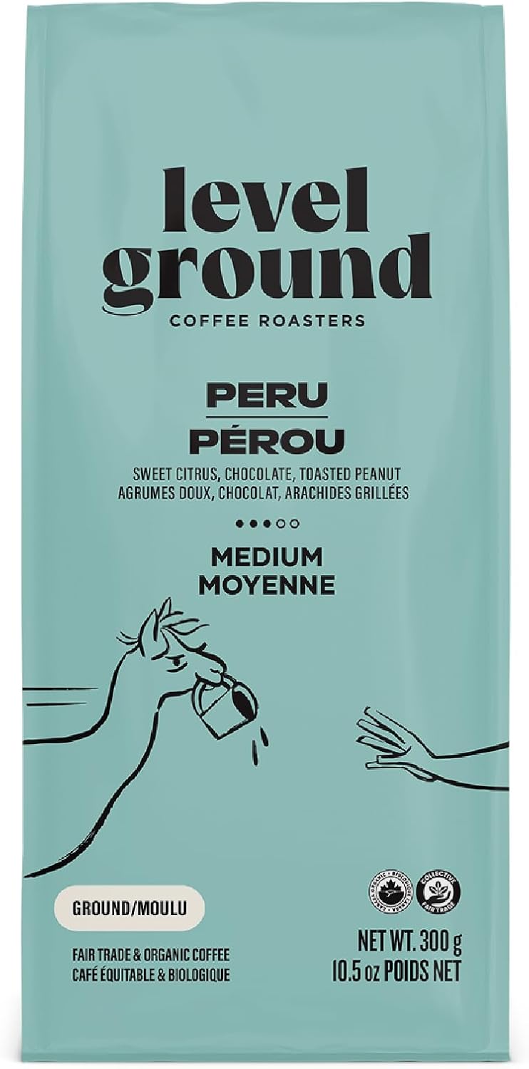 平磨咖啡 - 秘鲁单一产地 - 中度烘焙,研磨 - 公平贸易,有机,犹太洁食 - 特色咖啡 - 适合滴滤咖啡、法压壶咖啡、手冲咖啡 - 口味咸香,丝滑,可可 - 300克/10.5盎司